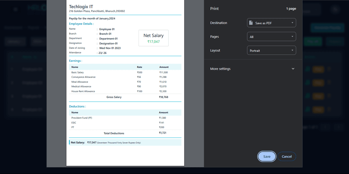 Generated Payslip